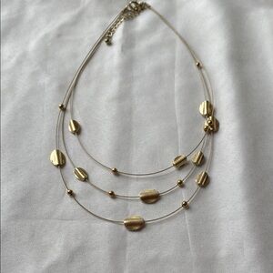 Gold Multi-Strand Necklace with Layered Design